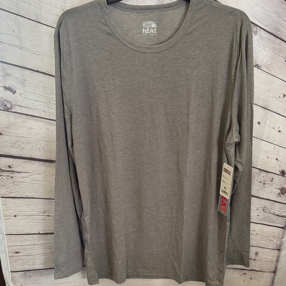 32 Degrees Men’s Cozy Heat Scoop-Neck Top Heather Concrete Gray XL